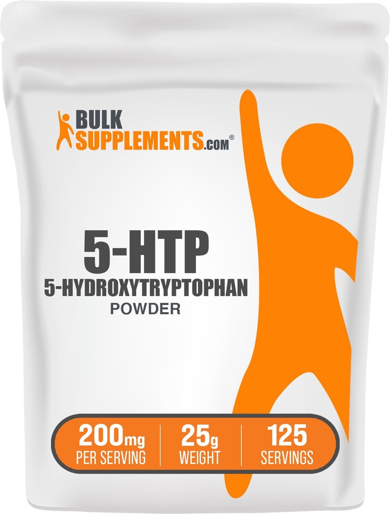 BulkSupplements.com 5-HTP Pulver - 5-Hydroxytryptophan, 5 HTP Supplement - 5-HTP 200mg, Mood Support Supplement - Glutenfrei, 200mg pro Servierung, 25g (0.88 oz) (Pack von 1)
