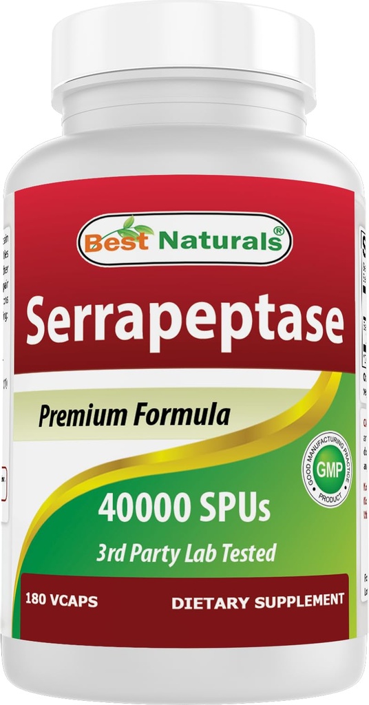 Best Naturals Serrapeptase 40000 SPUs 180 Capsules