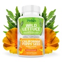 Estratto di lattuga selvatica di Parker Naturals & California Poppy Seed Supplemento, 2 Way Premium Strength Herbal Supplement per il supporto sano di sonno e sollievo, 120 capsule