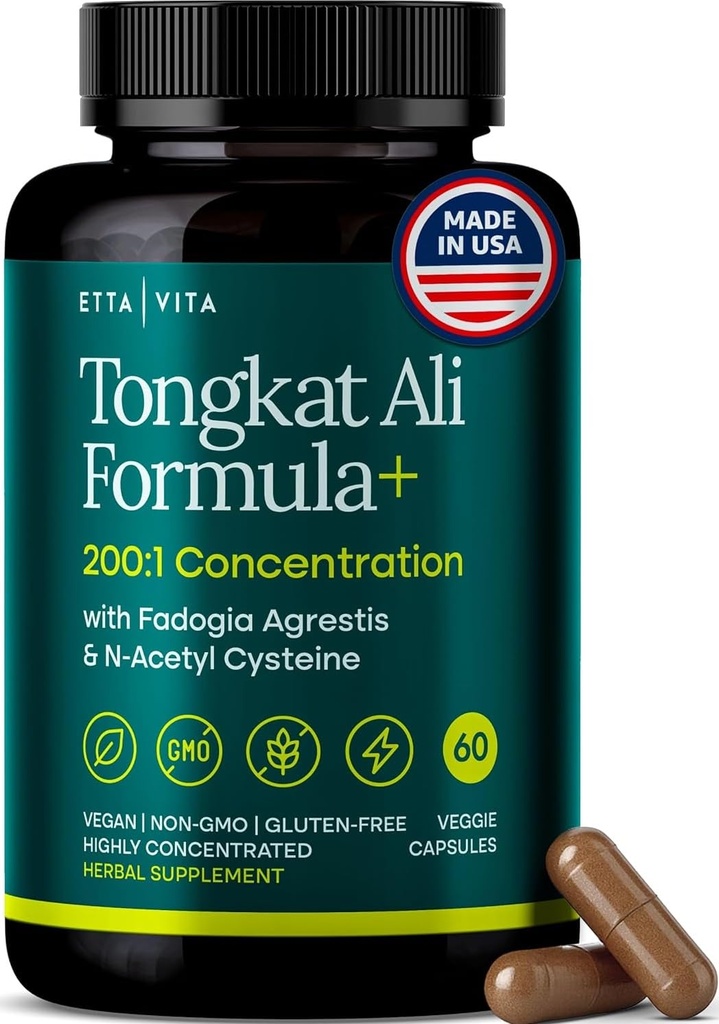 Potente Longjack - Tongkat Ali & Fadogia Agrestis Supplemento per Men & Womens Energy, T Support, Lean Muscle Growth & Recovery, Hormonal Balance, Pre-allenamento con Vegan NAC Liver Detox & Cleanse