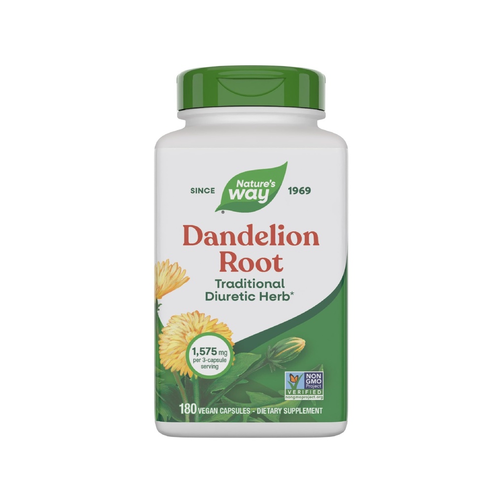 Nature's Way Dandelion Root, Traditional Diuretic Herb*, Traditionell verwendet, um Digestive Upset*, Vegan, 180 Kapseln (Packaging May Vary)