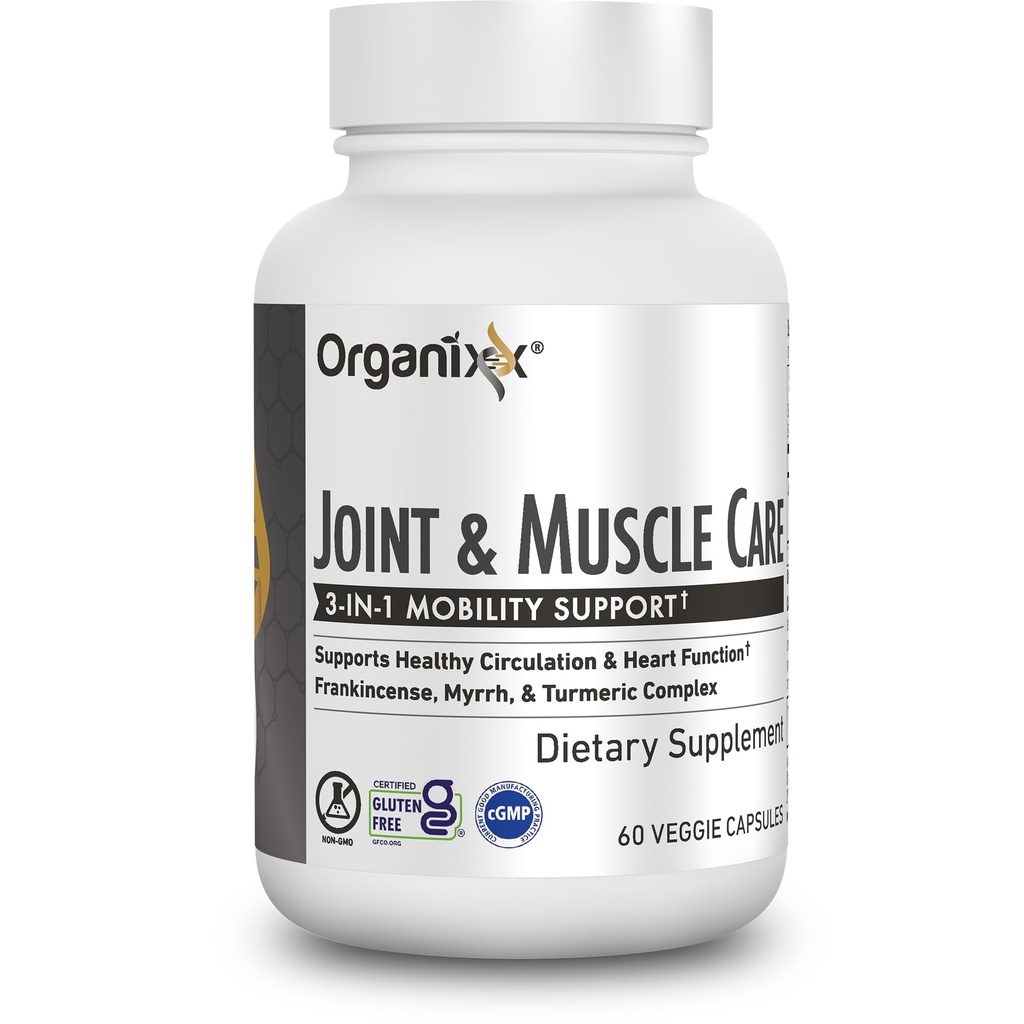 Organixx Joint & Muscle Care Organic Turmeric Supplement, 3-in-1 Frankincense, Turmeric and Myrrh Joint Health & Joint Support Supplement Body Care Kapseln, unterstützt Schwellung, Spannung, 60 Kapseln