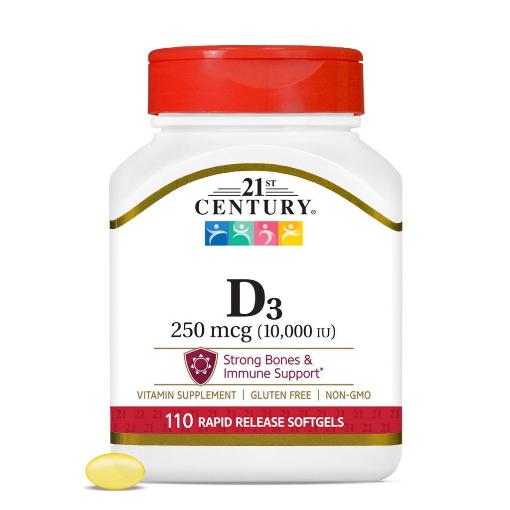 Vitamin D3 250 mcg (10.000 IU) Rapid Release Softgels, 110 Count