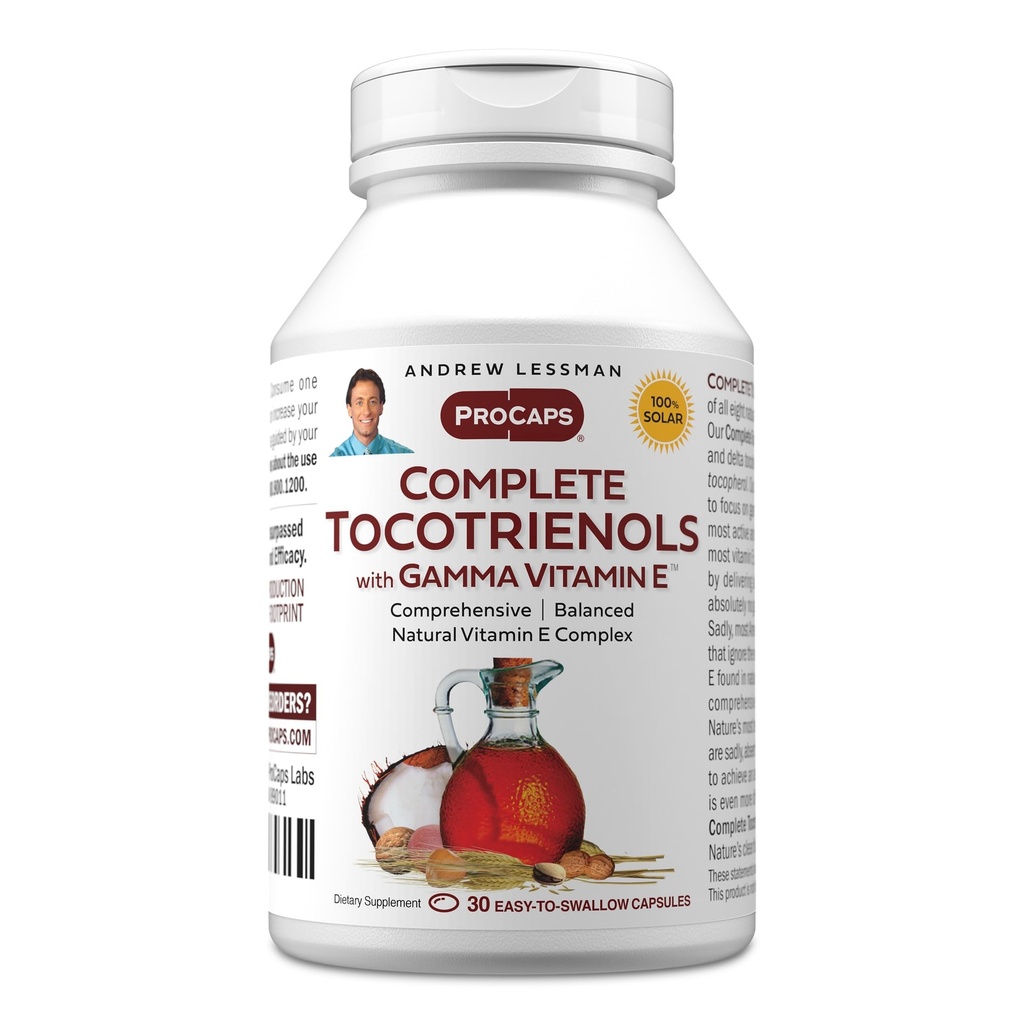 ANDREW LESSMAN Komplette Tocotrienole mit Gamma Vitamin E 30 Softgels - Acht Formen von Vitamin E (Alpha, Beta, Gamma, Delta Tocopherols und Tocotrienols). Leistungsstarkes Antioxidans. Keine Zusatzstoffe