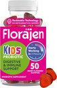 Florajen Kids Probiotic Gummies - Prebiotico a tripla azione, Probiotico e Supplemento postbiotico per la salute digestiva, Supporto immunitario, & Bloating Relief - Organic, Vegan, & Gluten-Free - 50-Count