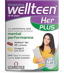 Vitabiotics Wellteen Her Plus Omega-3 - Supporto nutrizionale avanzato per adolescenti e giovani donne età 13-19 - 56 compresse e capsule