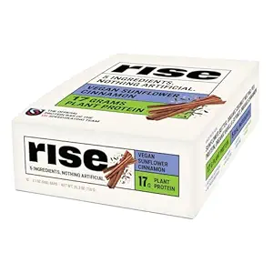 Rise Pea Protein Bar - Vegan Sunflower Cinnamon | Colazione Bar & Protein Snack 17g Protein Solo 5 ingredienti alimentari intero Soia senza glutine OGM