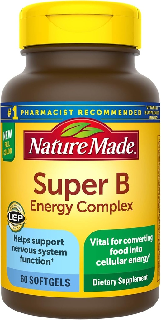 Super B Energy Complex, Nahrungsergänzung für Gehirnzellen-Funktionsunterstützung, 60 Softgels,...