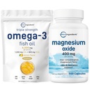 Micro Ingredients Omega-3 Fischöl 4,200mg & Magnesiumoxid 400mg Bundle Pack | Wild-Caught Fish, Lemon Flavored, Burpless | Elementarform für Max Konzentration
