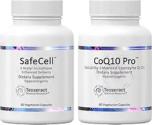 Tesseract Medical Research Master Antiossidante e Vitality Bundle, Glutathione Supplemento per il supporto neurologico e la salute del muscolo, Formula anallergica