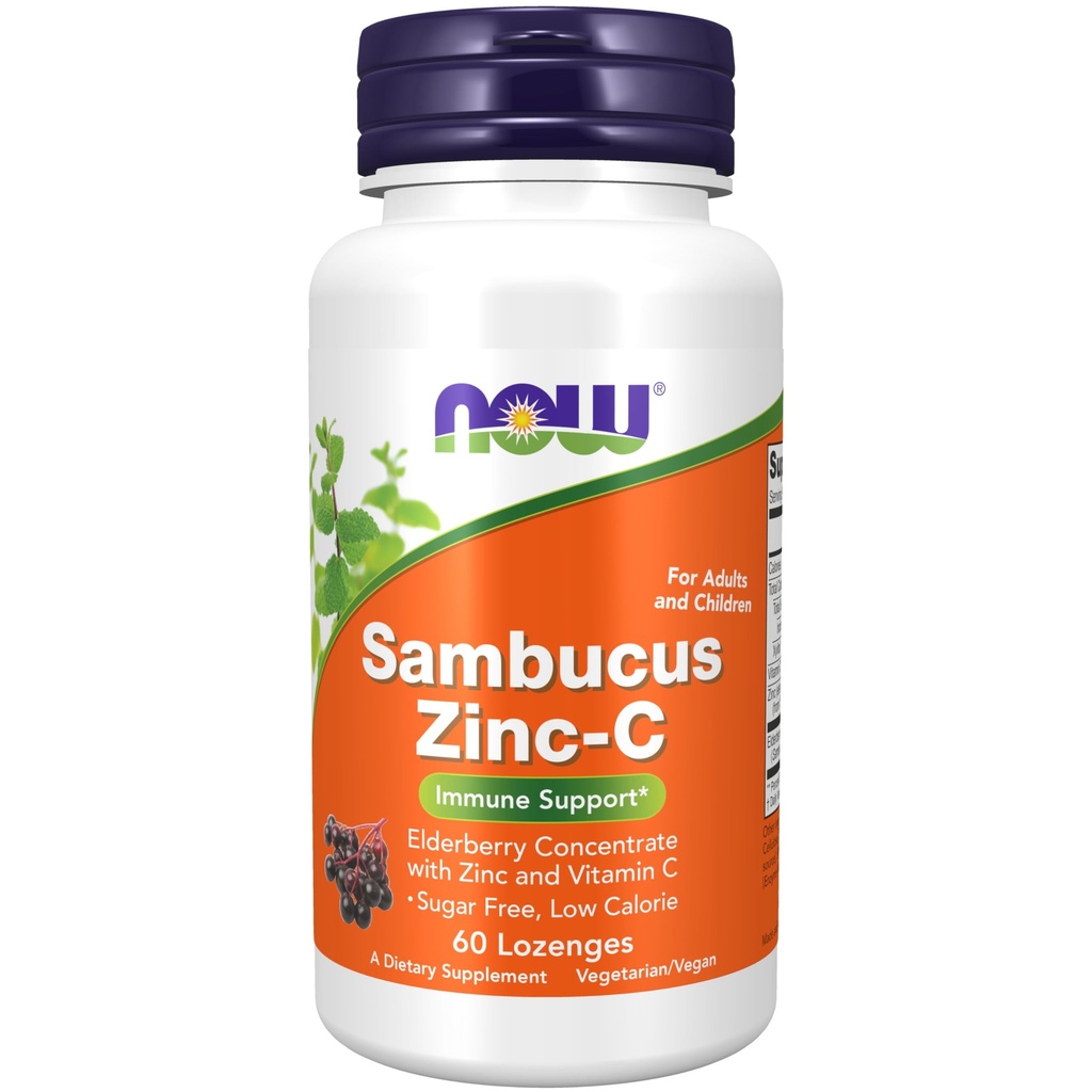 MAINTENANT compléments alimentaires, Sambucus Zinc-C avec concentré de sureau et vitamine C, 60 lozenges