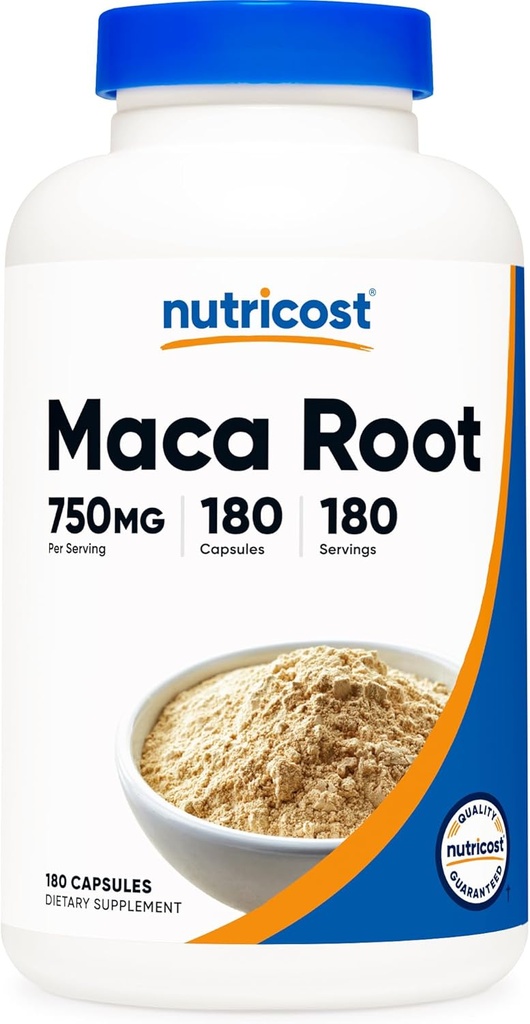 Nutricost Maca Root Capsules (Lepidium meyenii) 750mg, 180 Capsule, 180 Serve