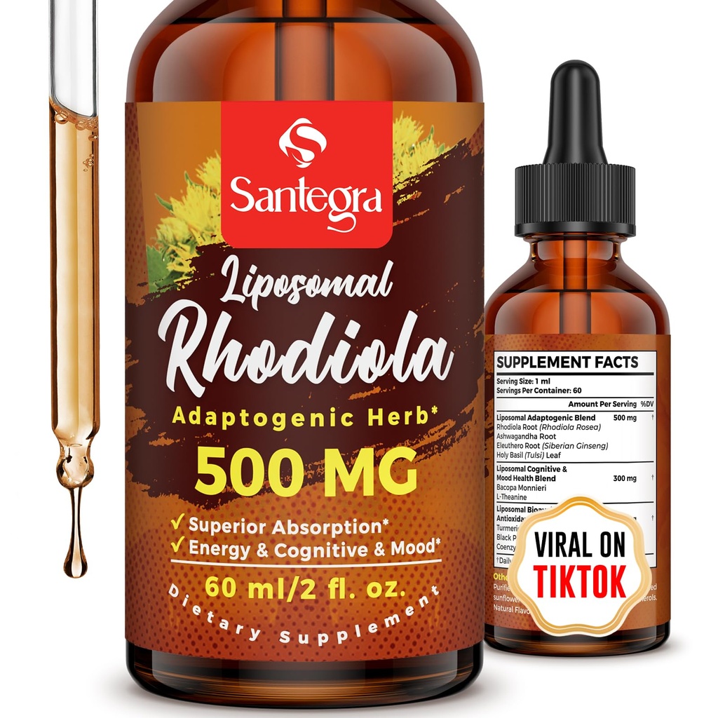 57.000 MG Liposomal Active Rhodiola Rosea Supplement, Rhodiola Root Extract, Flüssigkeit für hohe Absorption, Rhodiola Rosea Root Extract Tinte für Energie, Stress, Stimmung, Vegan, 60 ml