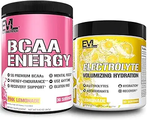Evlution Ultimate Replenishing Hydration Powder Stack Nutrition Electrolytes Powder Plus Branched Chain Amino Acids Powder - Pre e Post Workout Recovery Drink Mix Bundle with 6 Key Electrolytes
