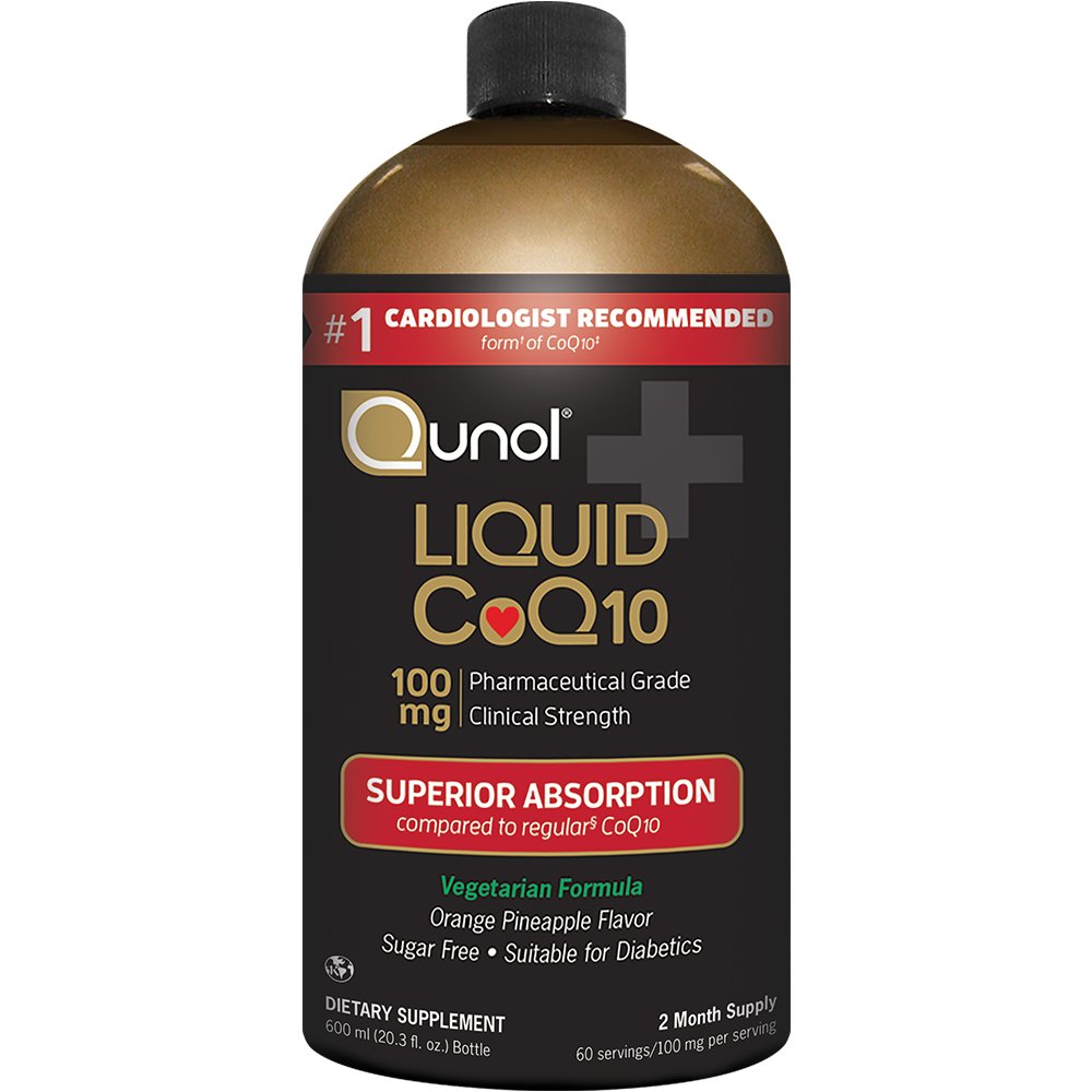 Qunol Liquid CoQ10 100mg, Assorbimento Superiore Supplemento naturale Forma di Coenzima Q10, Antiossidante per la salute del cuore, Ananas arancio aromatizzato, 60 porzioni, 20.3 oz Bottiglia