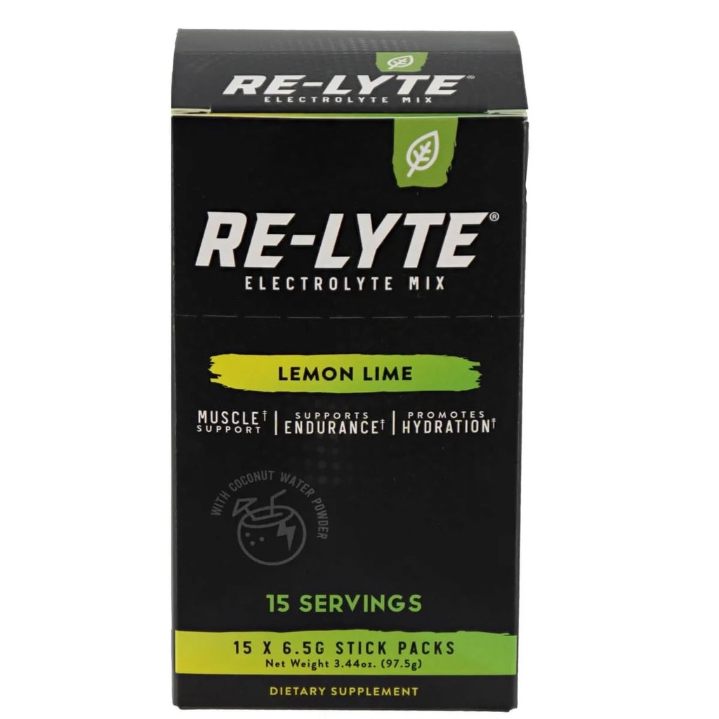 RELYTE Re-Lyte Electrolyte Drink Mix Lime Limo 15 Servings Packets 3.44 oz.