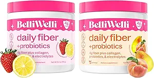 Ensemble quotidien de complément de fibre avec collagène, probiotiques et électrolytes - Peach Mango & Strawberry Lemonade Saveurs - Soutient la santé digestive, le ballonnement, le Gut & Hormone Balance - 32 portions Total