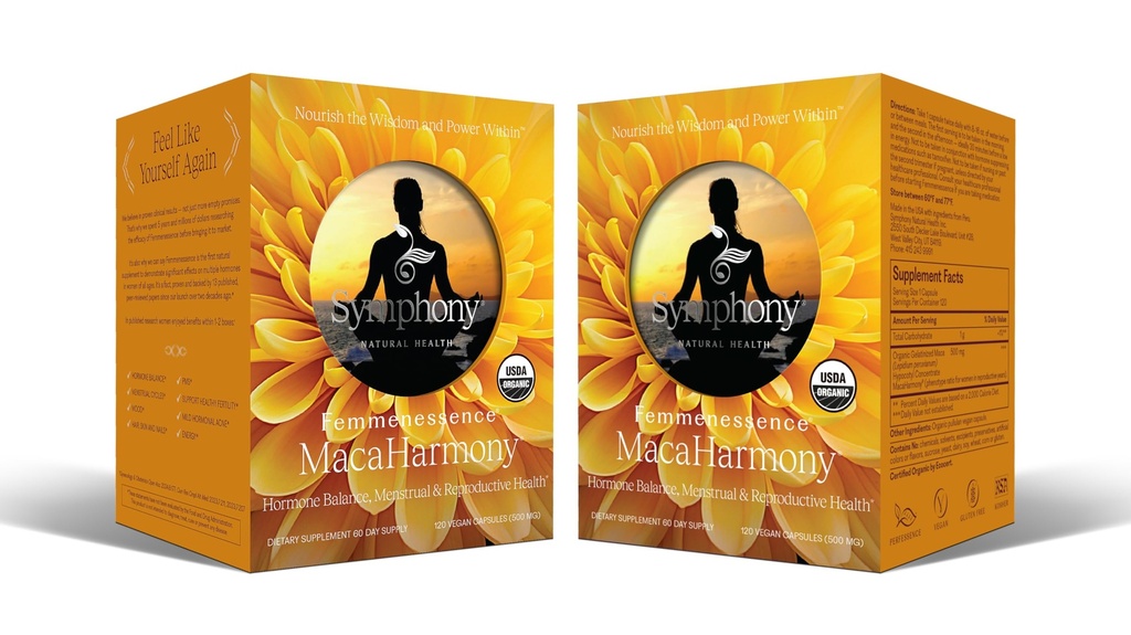 Femmenessence® MacaHarmony® – Clinically Studied Hormone Balance Support for Menstrual Health, PMS Relief, Mood, Skin & Fertility, 240 Natural Organic Vegan Capsules (120 Day Supply)