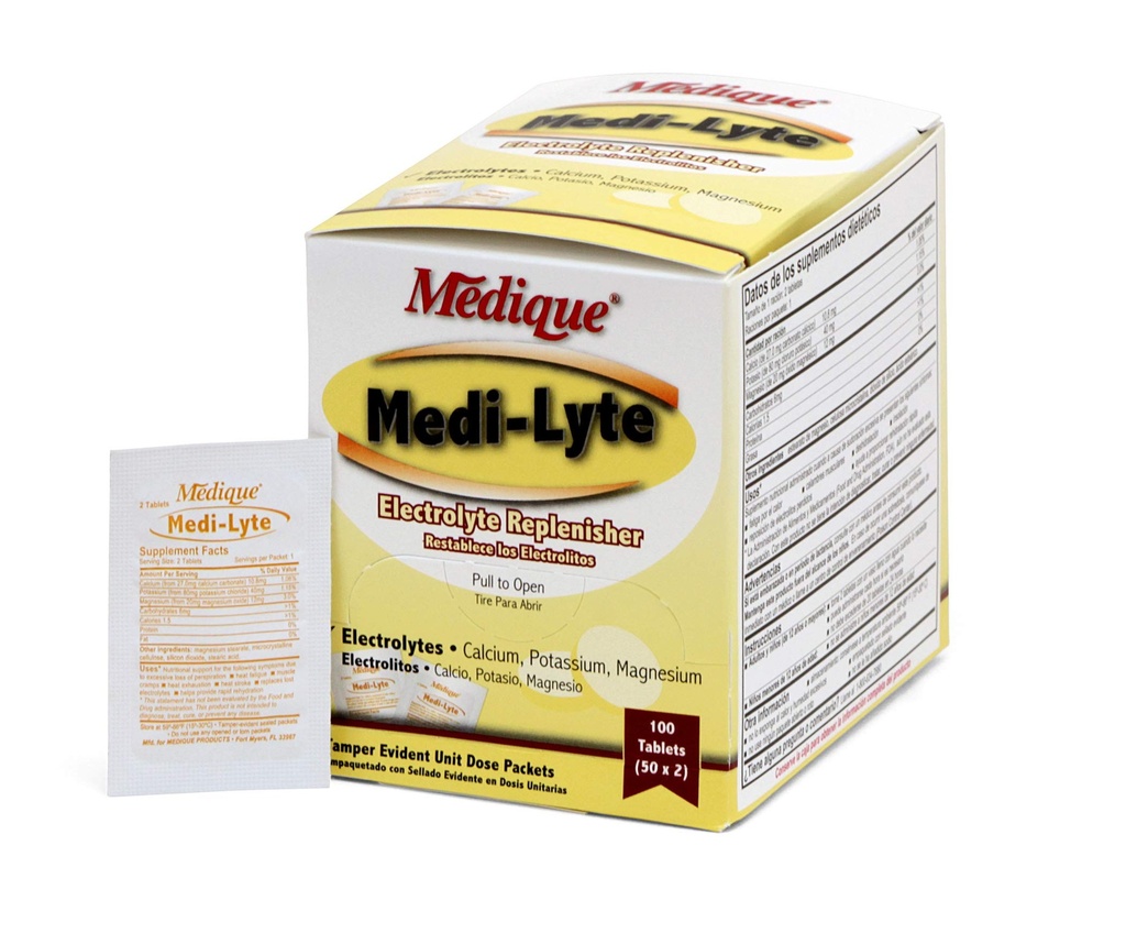 Médicament 03033 Comprimés électrolytiques Medi-Lyte avec chlorure de potassium pour crampes, 100 comprimés