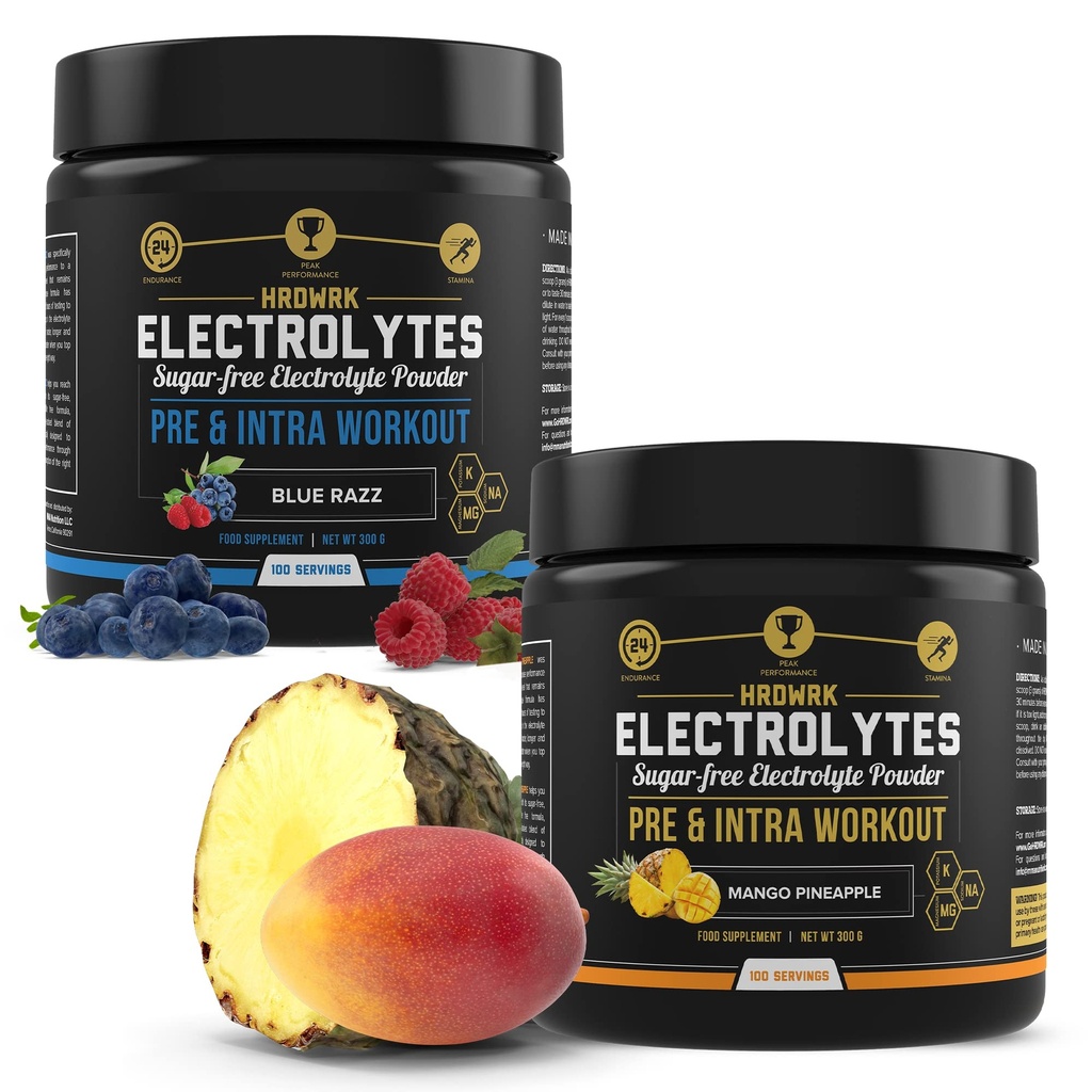 HRDWRK électrolytes poudre avec magnésium, potassium - sans sucre électrolytes stimuler l'endurance et réduire la fatigue avec ce supplément électrolytes - hydratation maximale - Keto Friendly