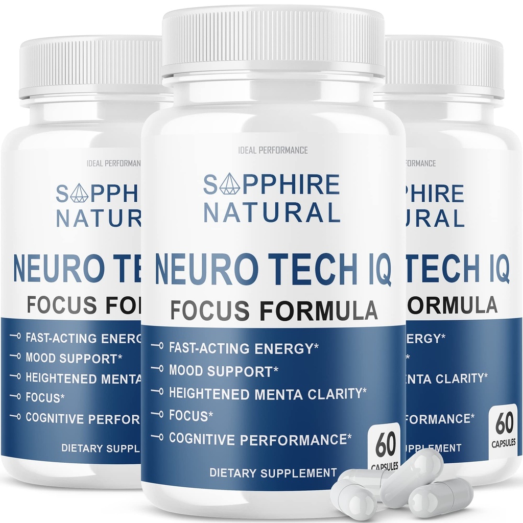 (3 Pack) Neuro Tech IQ Supplément Cerveau Neurotech Iq Focus Formule Pills (180 Capsules)