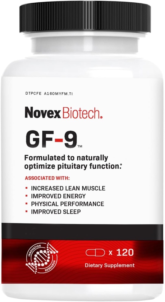 Novex Biotech GF-9 – HGH Boosting Supplement for Men – Workout Complex for Men – Support Energy, Endurance, Sleep, 120 Ct (30-Day Supply)