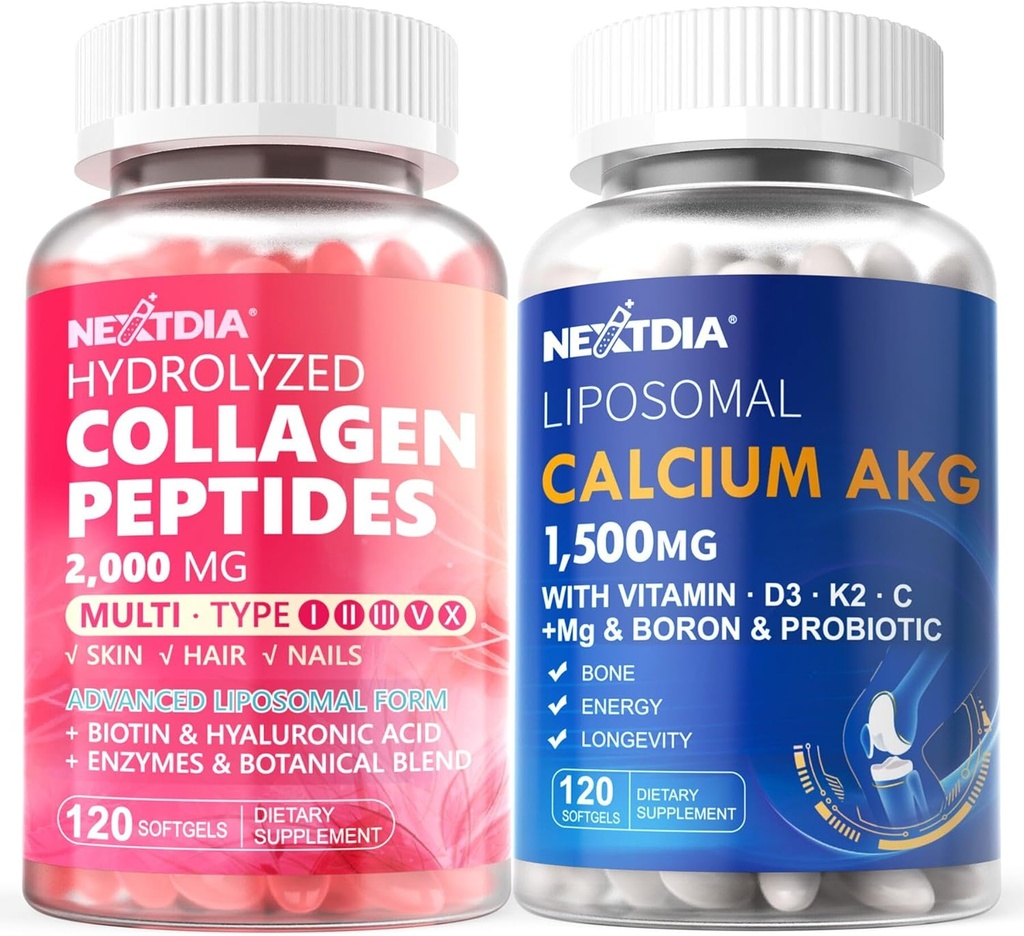 Pillole di peptidi di collagene idrolizzato + Calcium Liposomal AKG Supplemento 1500mg