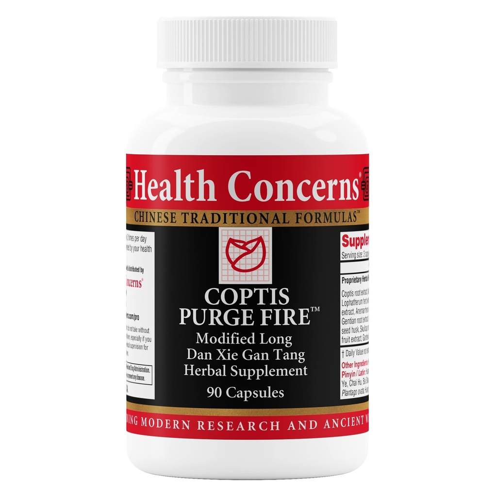 Préoccupations de santé Coptis Purge Fire Formula – Supplément de soutien pour la peau, la gorge, le sinus et l'immuno – Nettoyez les plantes avec Coptis, Isatis, Skullcap, réglisse – Médecine traditionnelle chinoise – 90 capsules