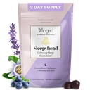 Winged Wellness Sleepyhead Natural Sleep Gummies für Damen - Schlafhilfe für Erwachsene mit 3mg Melatonin, L-Theanine, 5-HTP - Natural Gummy Supplement - Blueberry Lavender, 14 Vegan Gummies