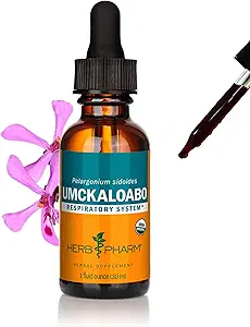 Extrait liquide d'Umckaloabo biologique certifié Pharm pour le soutien du système respiratoire, 1 Fl Oz