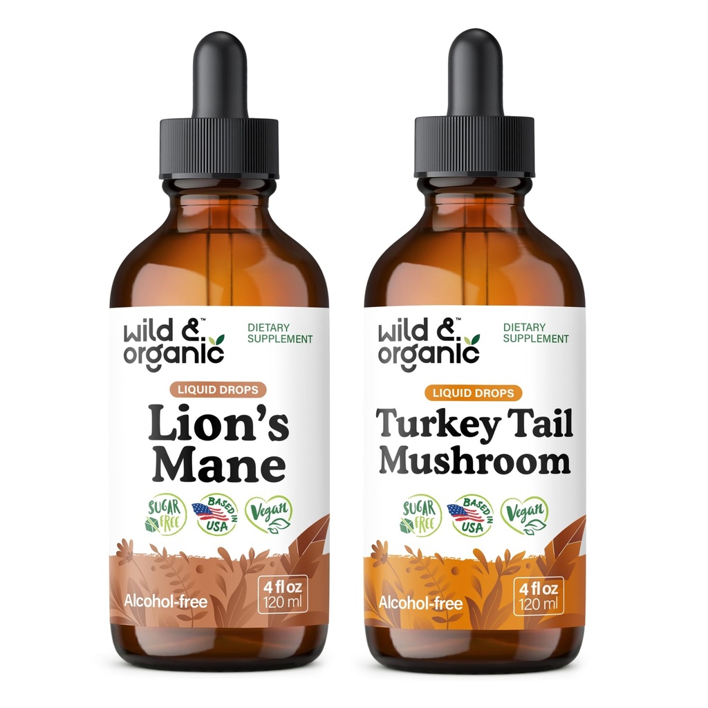 Teinture de lion sauvage et biologique 4 fl oz & dinde Teinture de queue 4 fl oz