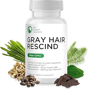 DR Vitamin Solutions Graues Haar mit Katalase - Antiaging Haar, Haut und Nägel Vitamine, Pantothensäure, Folsäure 400mcg, Biotin 300mcg, Saw Palmetto für Männer und Frauen