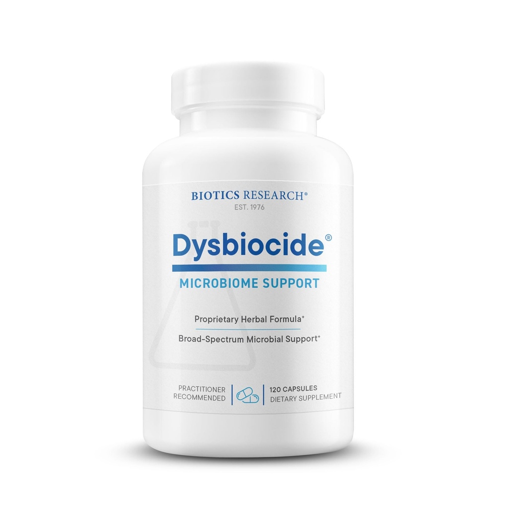 Recherche en biotique Dysbiocide Un mélange botanique synergique soutient la santé normale des femmes et des hommes - Supplément de santé digestif - soutient l'équilibre Microbiome Gut - 120 Capsules