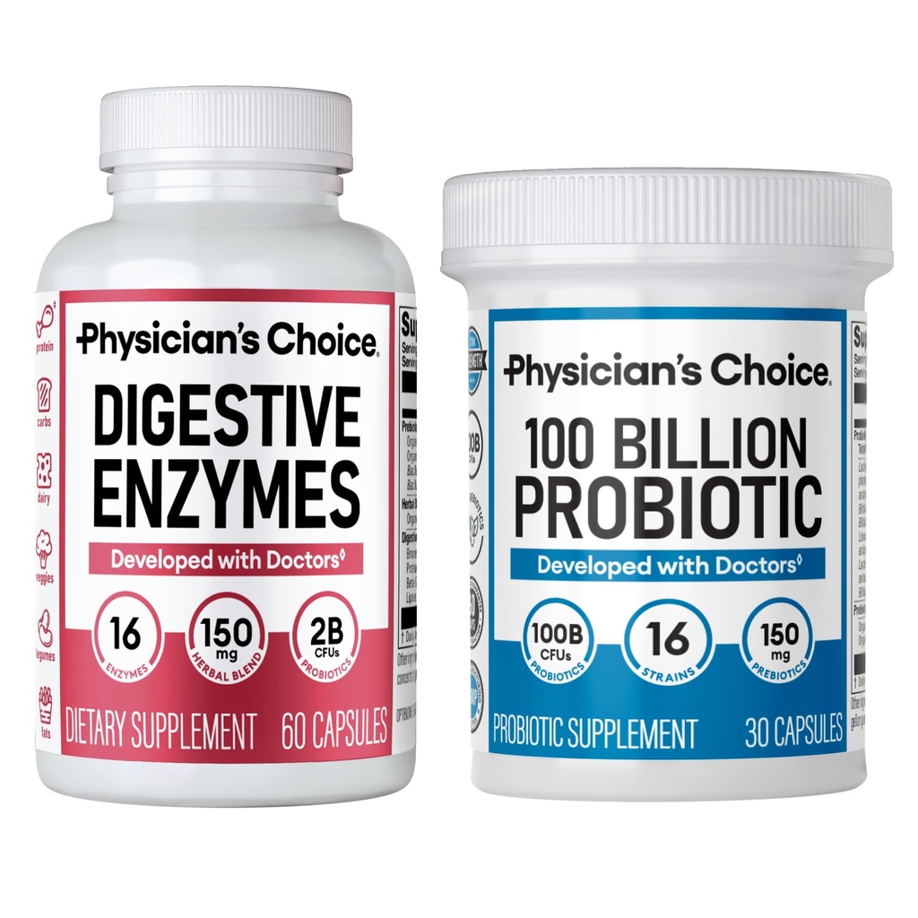 CHOIX du médecin 100 milliards + Enzyme digestif 60ct Bundle - Advanced Gut Health Support