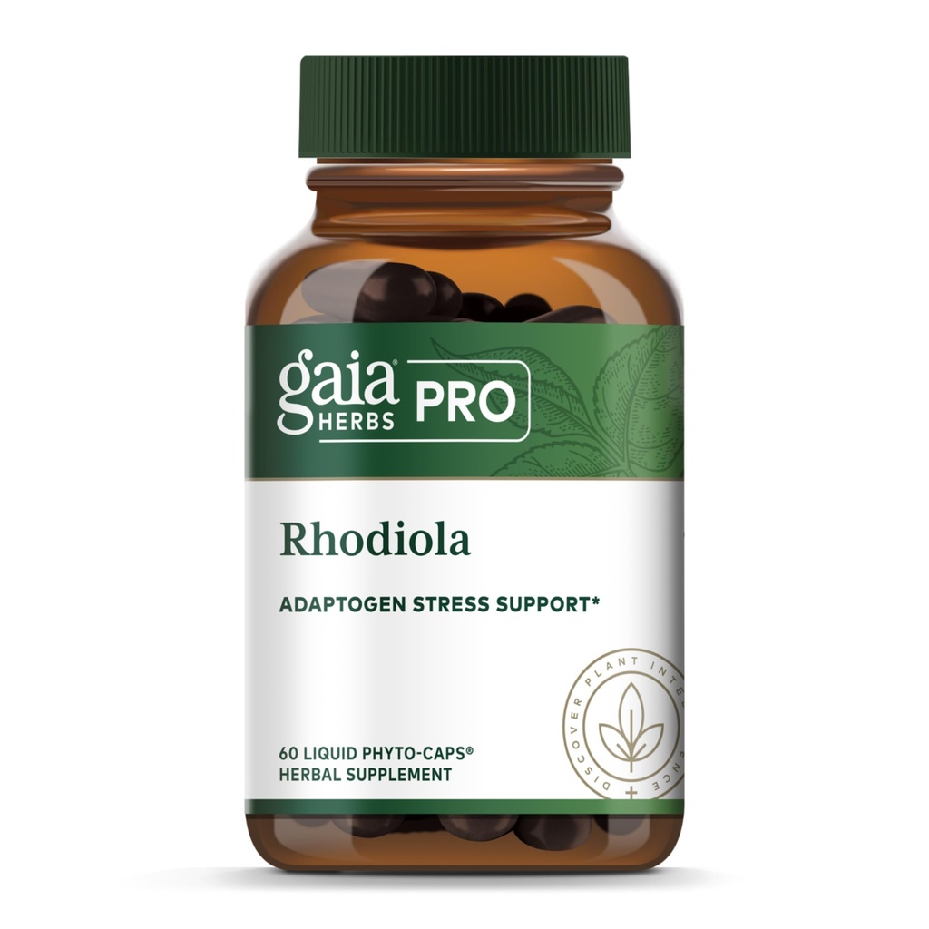 GAIA HERBS PRO Rhodiola - Integratore di supporto energetico - Supplemento di supporto adaptogen con estratto di radice di Rhodiola - Vegan Gluten-Free Soy-Free - 60 Phyto-Caps (30 Serve)