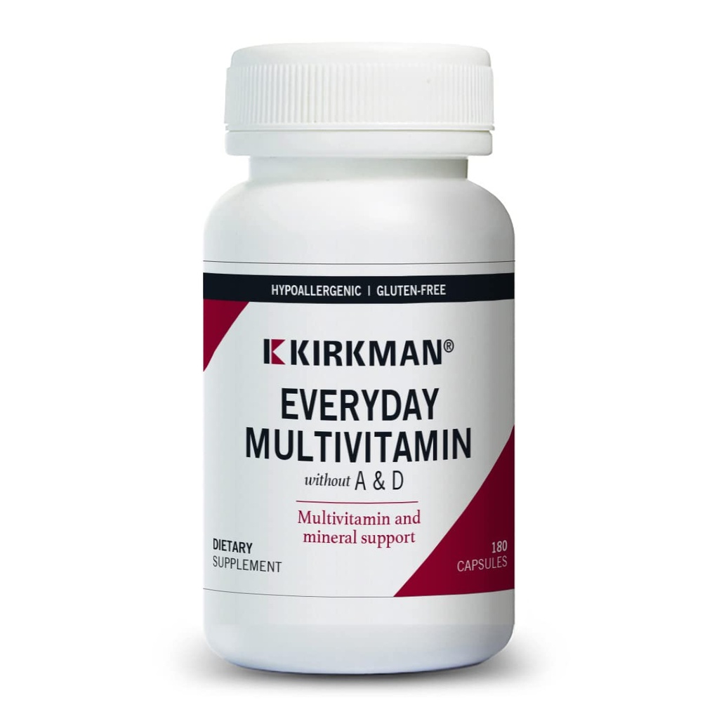 Kirkman - Täglich Multivitamin ohne Vitamine A & D - 180 Kapseln - Umfassendes Multivitamin - Mineralische Unterstützung - Allergiker