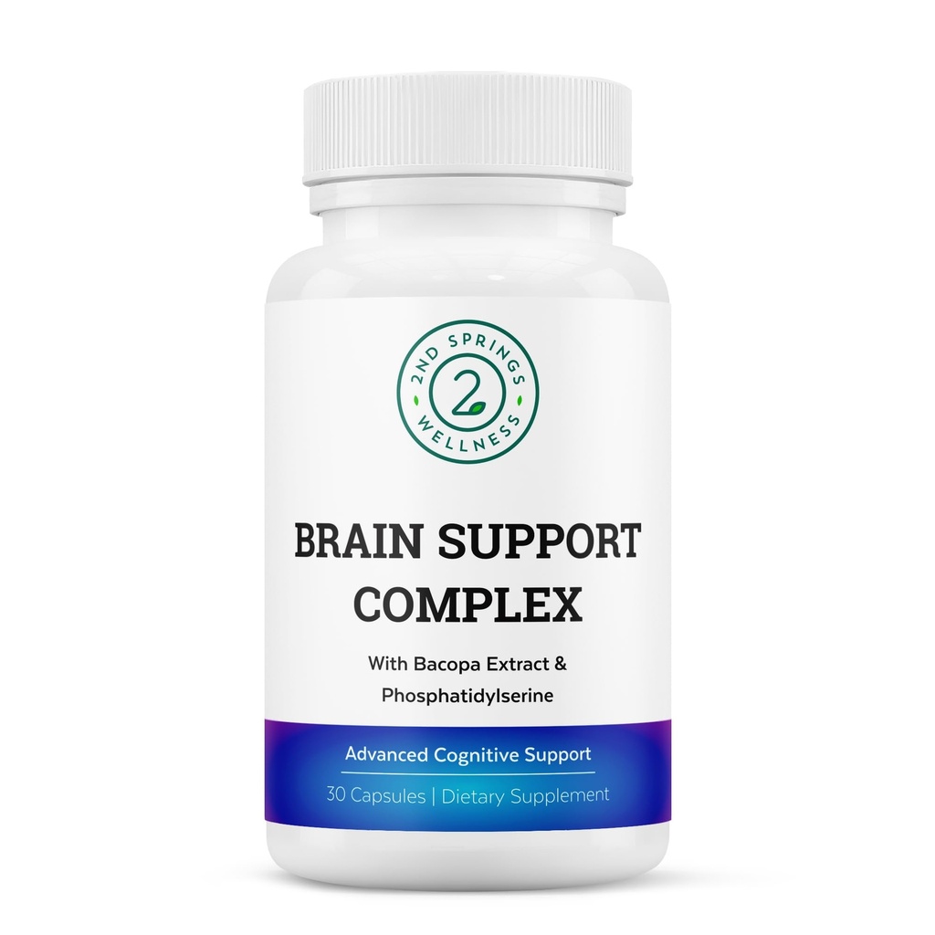 Brain Support Complex - Advanced Cognitive Support Supplement mit Ginkgo Biloba, Bacopa Monnieri, Phosphatidylserine, Huperzine-A, St. John's Wort - 30 Ct