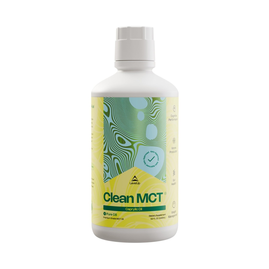 Levelup Clean MCT Öl - 100% Caprylic C8 for Energy, Focus, Weight Management, Gut Health, Brain Superfuel - Keto Supplement für Ketogenic Kaffee und Ketone - Non-GMO (32 oz)