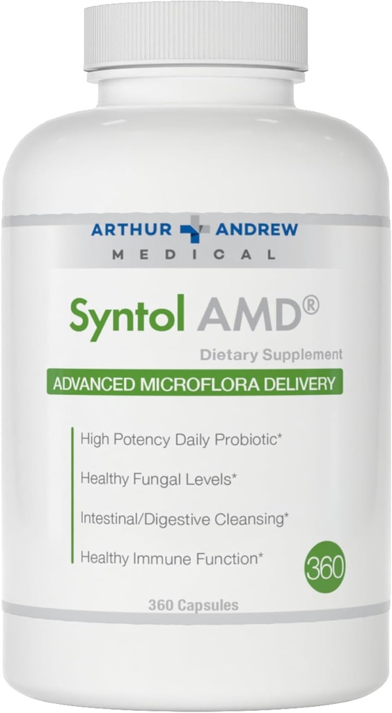 Arthur Andrew Medical, Syntol, formule 3-en-1 avec des probiotiques, des fibres prébiotiques et des polyenzymes nettoyant les levures, 360