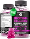Pelle per capelli e unghie 10000mcg Biotin Gummies & Collagen Gummies - Vitamine Biotina per la crescita dei capelli Olio di semi di zucca, estratto di palmetto di sega & vitamine A B6 C D E - Integratori di biotina e collagene