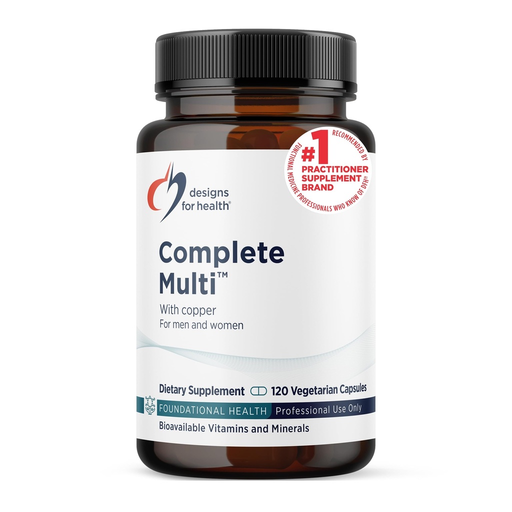 Designs für Gesundheit DFH Komplettes Multi mit Kupfer - Umfassendes Multi Vitamin + Mineral Supplement mit Folat, 1000 IE Vitamin D, Immununterstützung Vitamine - Multivitamin ohne Eisen (120 Kapseln)