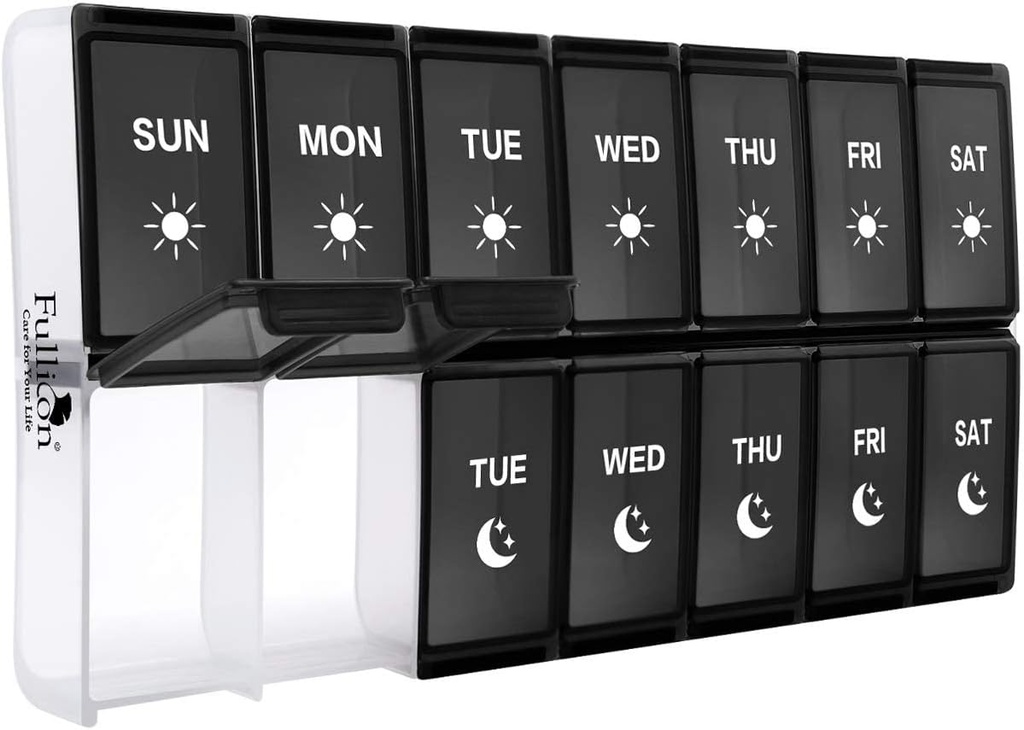 XL Weekly Pill Organizer 2 volte al giorno, Fullicon Extra Large Daily Pill Case Oversized AM PM Pill Box Twice a Day per Vitamin/Fish Oil/Pills/Supplements