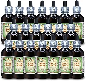 Kava Kava (Piper Methysticum) Glycerit, Getrockneter Wurzelalkoholfreier Flüssigextrakt (Markenname: HerbalTerra, Proudly Made in USA) 20x4 fl.oz (20x120 ml)