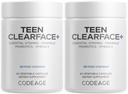 Codeage teen Clearface adolescente faccia, pelle &amp; brufoli, vitamine A, C, D3, E, acido pantotenico, niacina, zinco Supplemento adolescenti, probiotici, L-Lysine, Omega-3, pelle grassa, Pores, Spots - 2 confezione