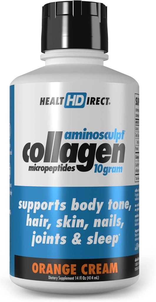HEALTH DIRECT – AminoSculpt Liquid Collagen Micropeptides – 14 FL Oz – 14 Servierungen – 10 Gramm Premium Medical-Grade Liquid Collagen für Frauen – Orange Cream