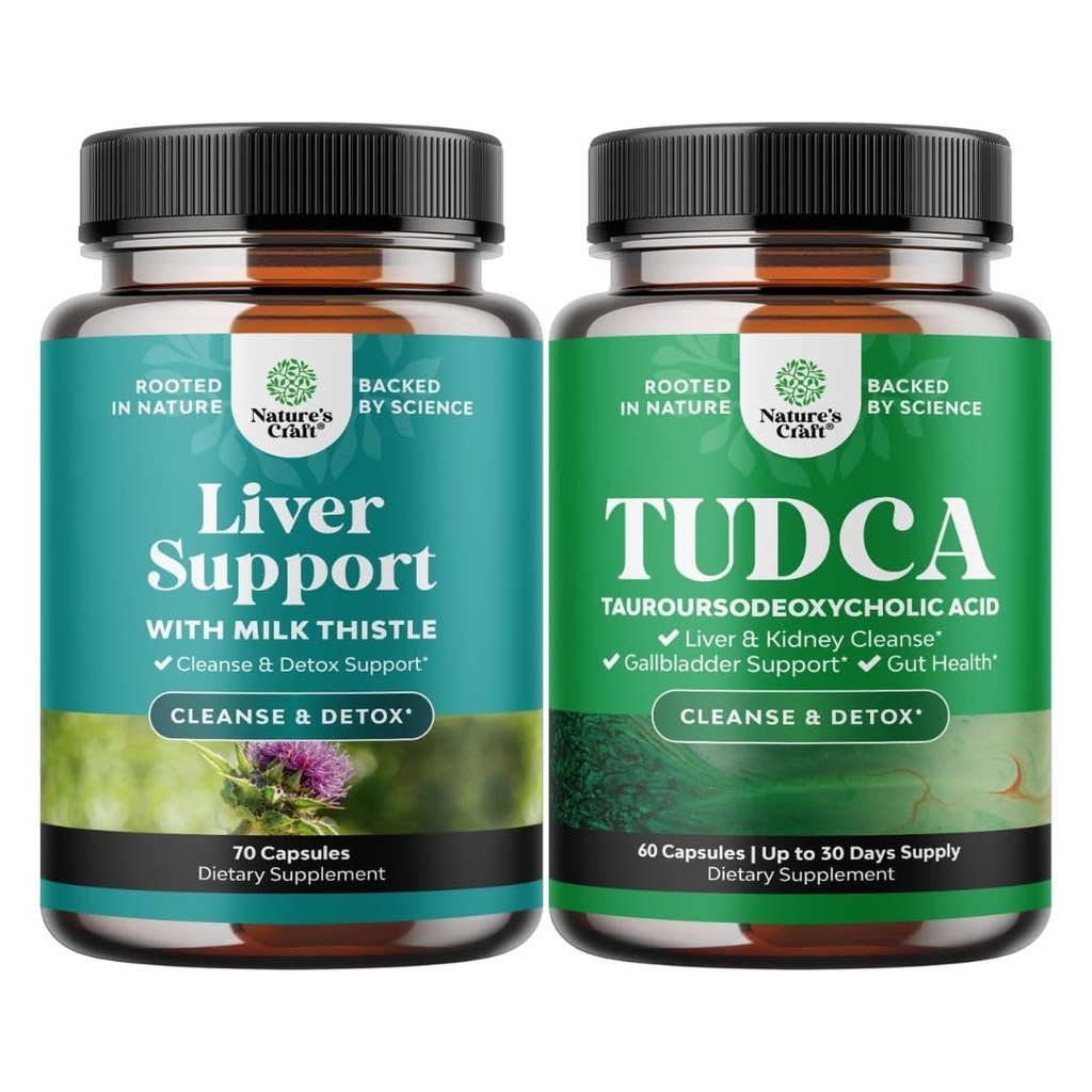 Bundle of Liver Cleanse Detox & Repair Formula und Advanced TUDCA Liver Support Supplement - mit Milch Thistle Dandelion Root Turmeric und Artichoke Extract - Extra Strength TUDCA 500mg Bile Salts