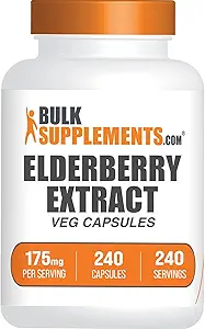 BulkSupplements.com Capsules de baies aînées - Sambucus Elderberry Suppléments, pour le soutien immunitaire - Vegan, 1 Capsule par portion, 240 Capsules de Veg (paquet de 1)