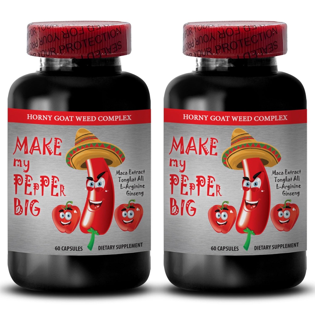 männliche Verbesserung Pillen erhöhen Größe - MAKE MY PEPPER BIG - NATURAL MALE ENLARGEMENT, Maca, L-Arginin, Longjack Pillen, männliche Leistung Enhancer, tongkat ali für Männer, männliche Libido Pillen, 2 Bot 120 Caps