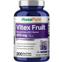 NusaPure Vitex Chasteberry Fruit 20:1 Extract, 450 mg Equivalente a 9.000 mg 200 Vegan Capsule - Non-GMO, Vegan Integratore alimentare