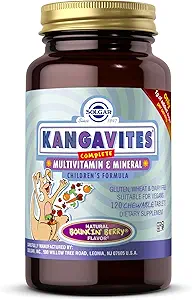 Solgar Kangavites, Bouncin’ Berry Flavor - 120 Chewable Tablets - Komplette Multivitamin & Mineral Formel für Kinder - Vegan, Glutenfrei
